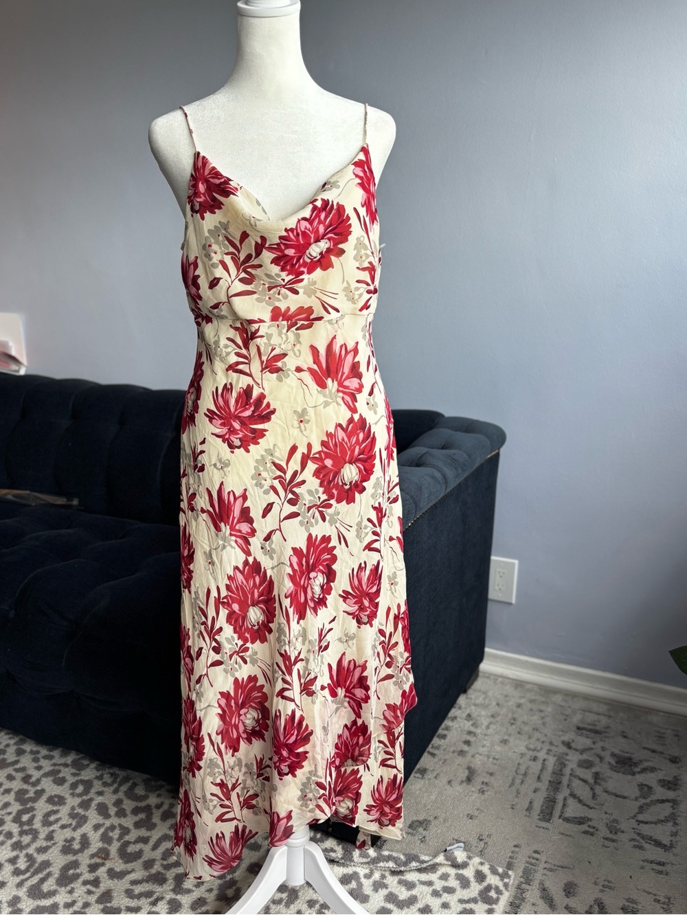 Vintage Ann Taylor 100% Silk Floral Maxi Dress